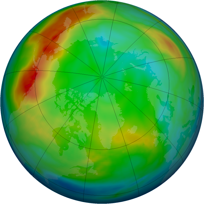 Arctic ozone map for 25 December 2007